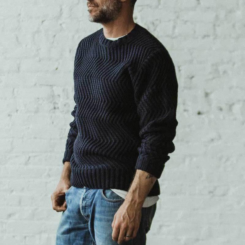 Herren strukturiertes Strickpullover mit feinem Wellenmuster Aliams