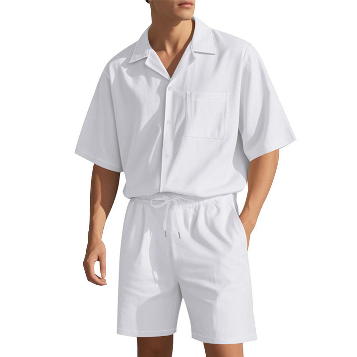 Herren komfortables Kurzarm-Set mit elastischem Bund und praktischen Taschen Aliams