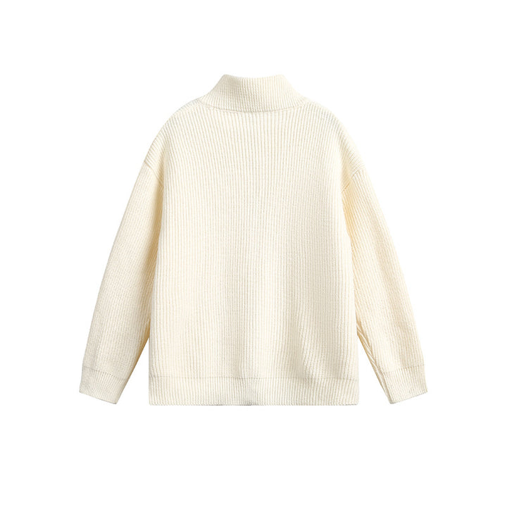 Herren Grobstrickjacke mit hohem Kragen und durchgehendem Reißverschluss Aliams