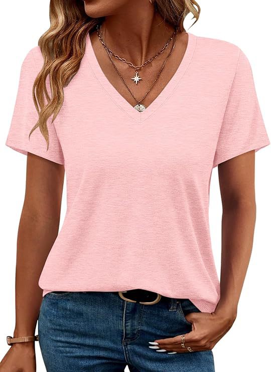 Damen V-Ausschnitt T-Shirt Aus Weichem Single Jersey Aliams