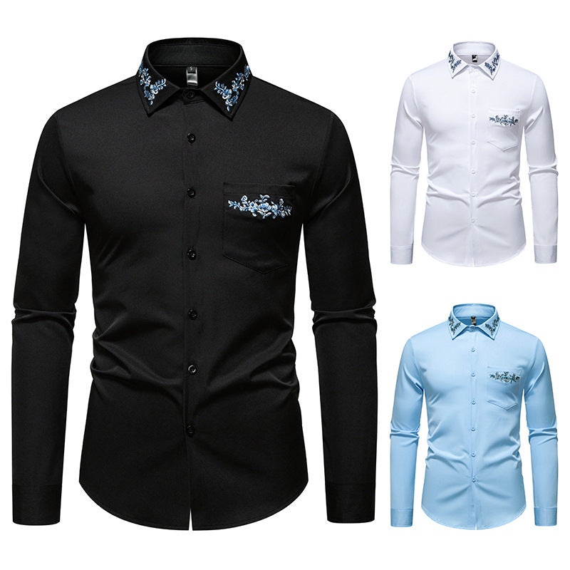 Herren Elegantes Hemd mit floralem Design und dezentem Stehkragen Aliams