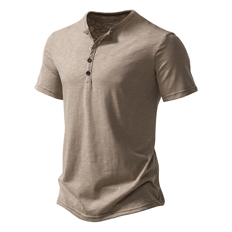 Herren Kurzarm Henley-T-Shirt mit Knopfleiste und atmungsaktivem Material Aliams