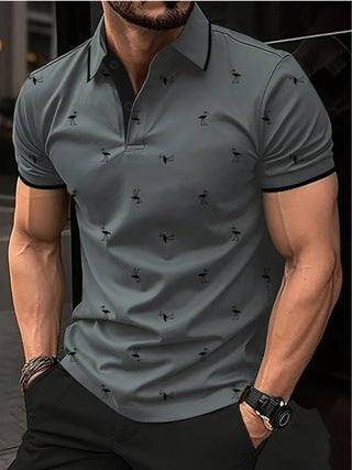 Herren Polohemd mit kurzem Arm und Muster Aliams