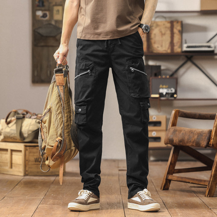 Herren robuste Cargo-Hose mit vielseitigen Taschen und verstellbarem Bund Aliams