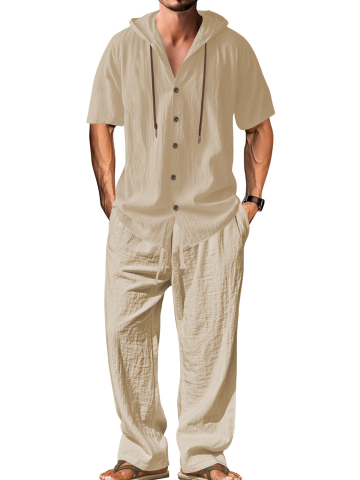 Herren Freizeitanzug mit kurzärmliger Kapuze und entspannter Passform Aliams