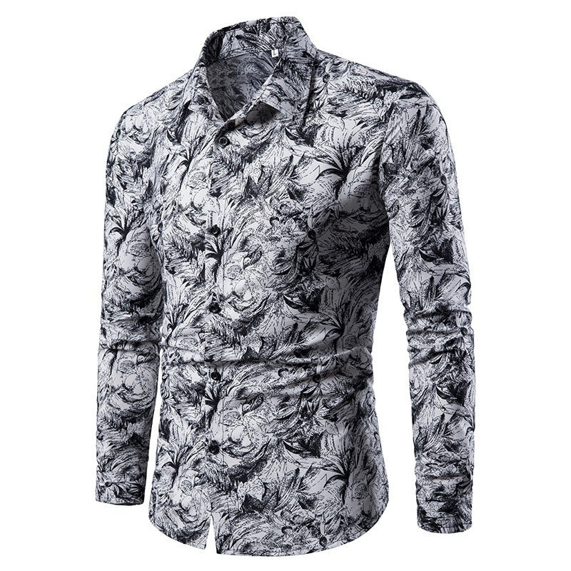 Herren Bluse mit kreativem floralem Muster Aliams
