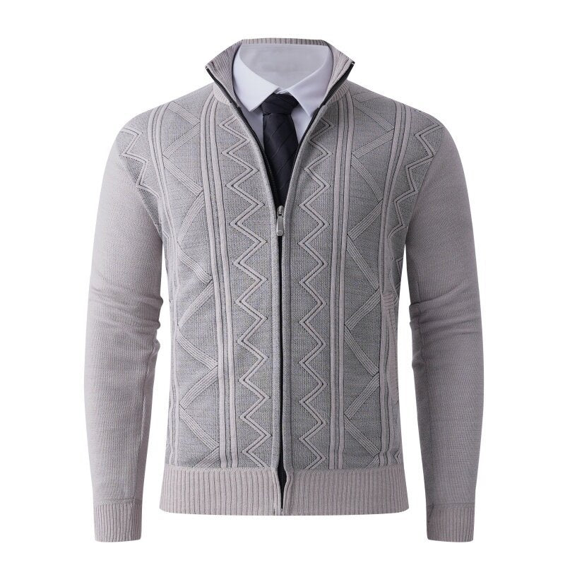 Herren Strickjacke mit modernem Zipper und strukturiertem Design Aliams