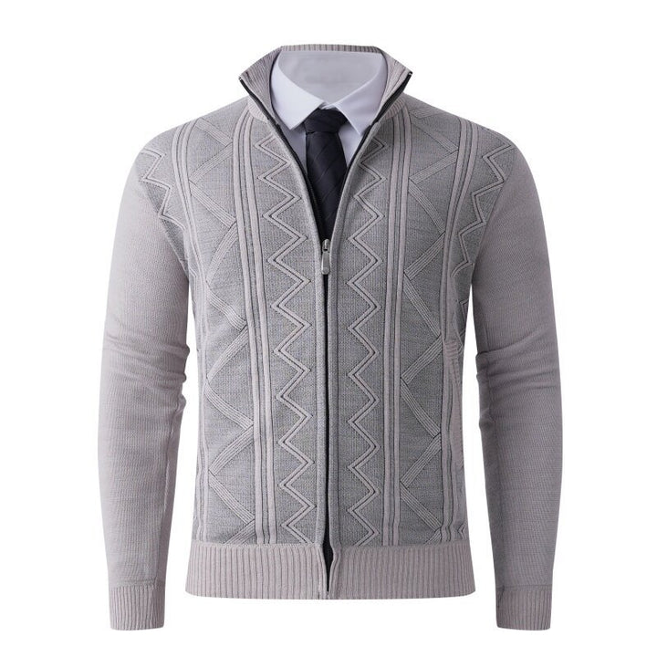 Herren Strickjacke mit modernem Zipper und strukturiertem Design Aliams