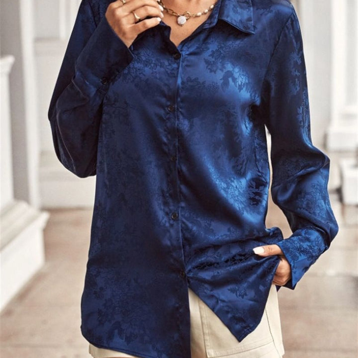 Damen Elegante satiniert Bluse mit floralen Muster Aliams