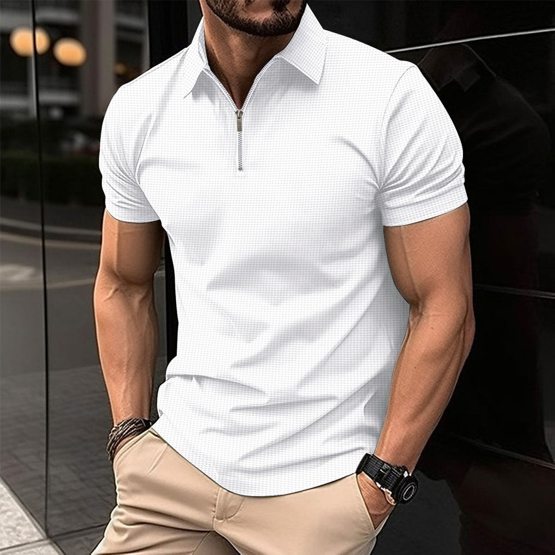 Herren Polohemd mit modernem Reißverschluss und strukturiertem Design Aliams