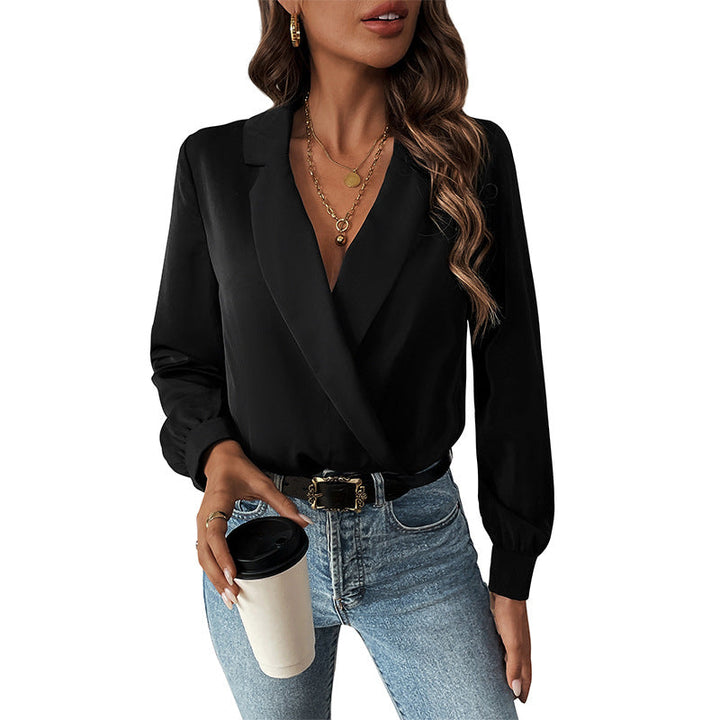 Damen Bluse Im Body-Stil mit Elegantem Wickeldesign Aliams