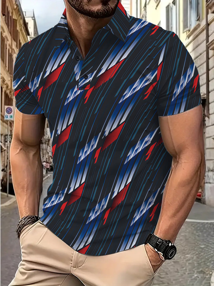 Herren Kurzarm-Hemd mit modernem Grafikdruck Aliams