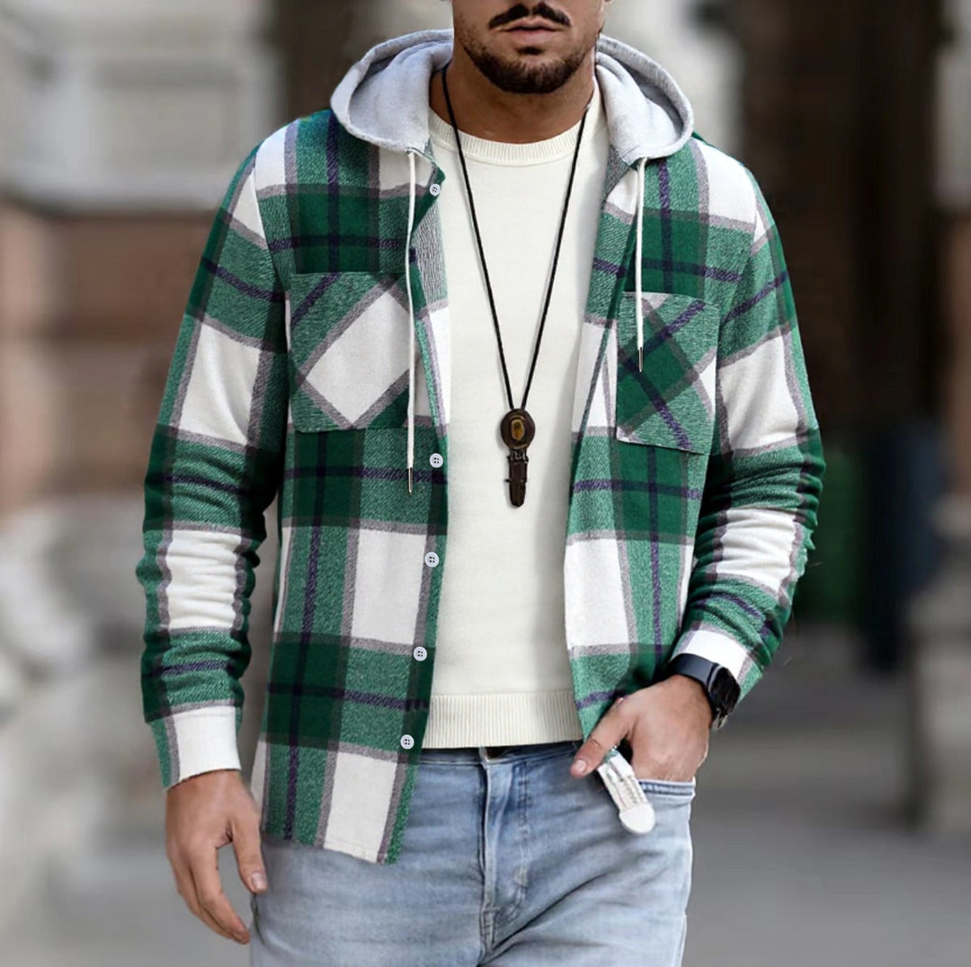 Herren Freizeitjacke mit Kapuze und Karomuster Aliams