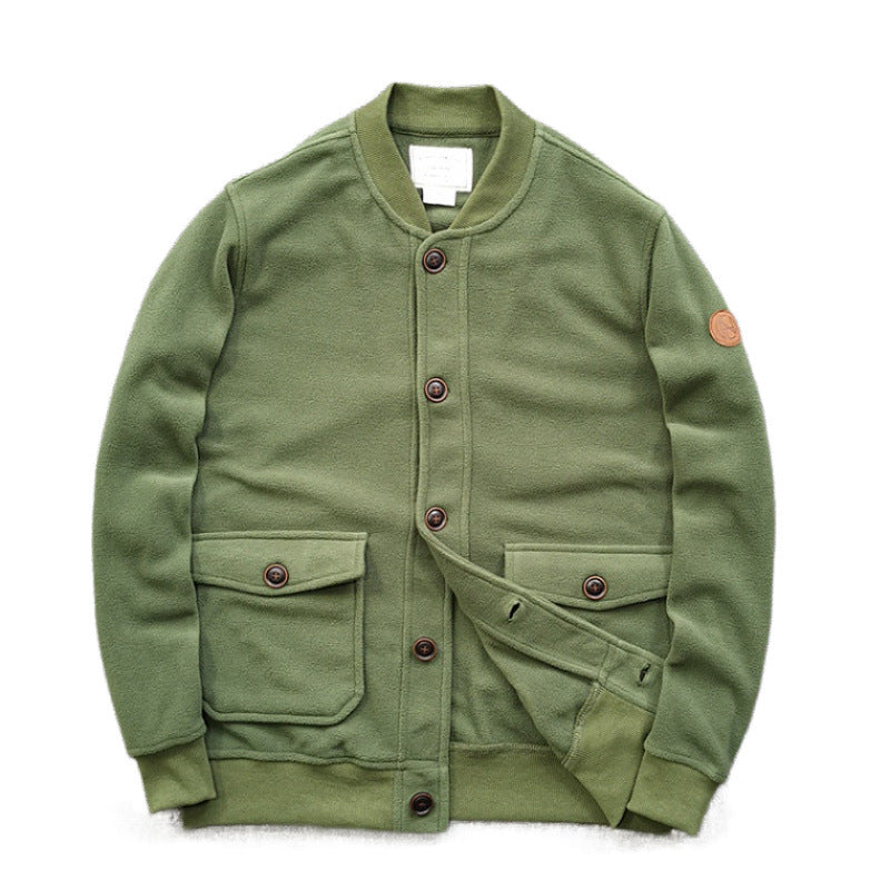 Damen lässige Sweatjacke mit Knopfleiste und praktischen Taschen Aliams