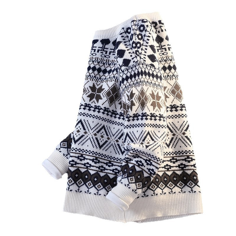 Herren gemusterter Pullover mit winterlichem Design und hohem Kragen Aliams