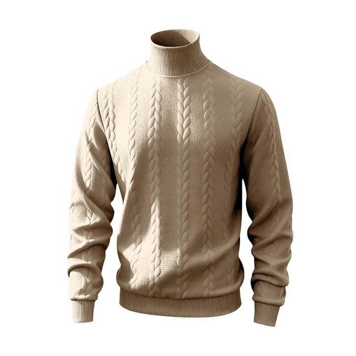 Herren Strickpullover mit Stehkragen und Zopfmuster Aliams