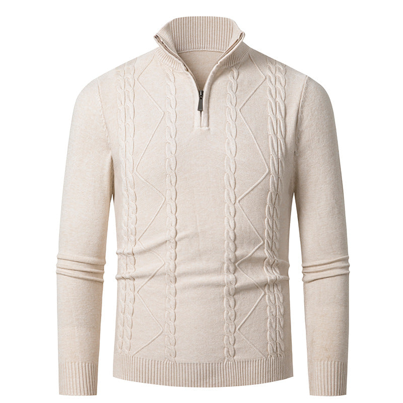 Herren Strickpullover mit Halb-Zip und strukturiertem Muster Aliams