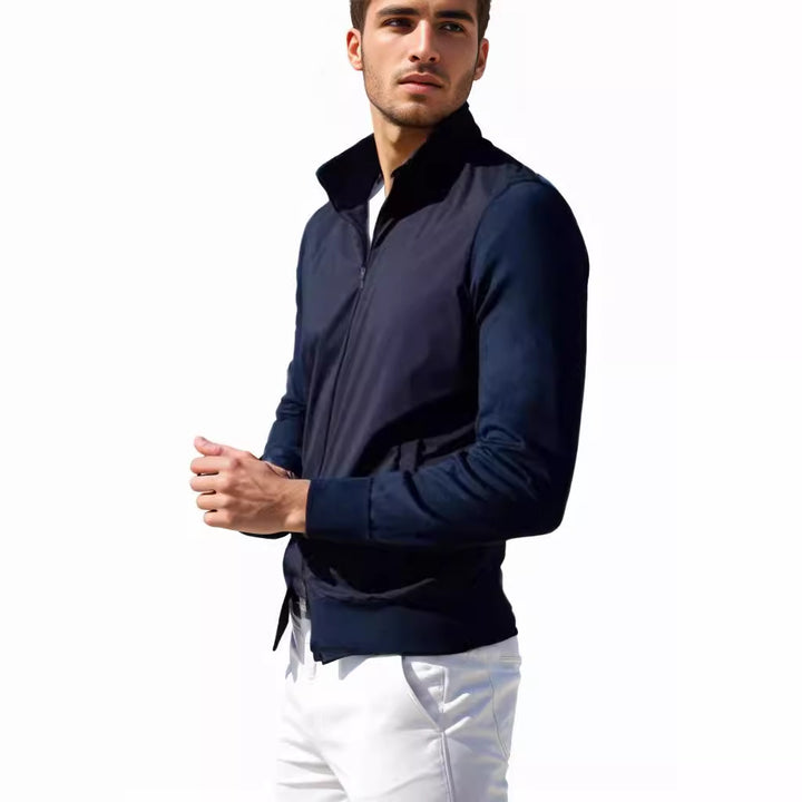 Herren stylische Freizeitjacke mit hohem Kragen und praktischen Taschen Aliams
