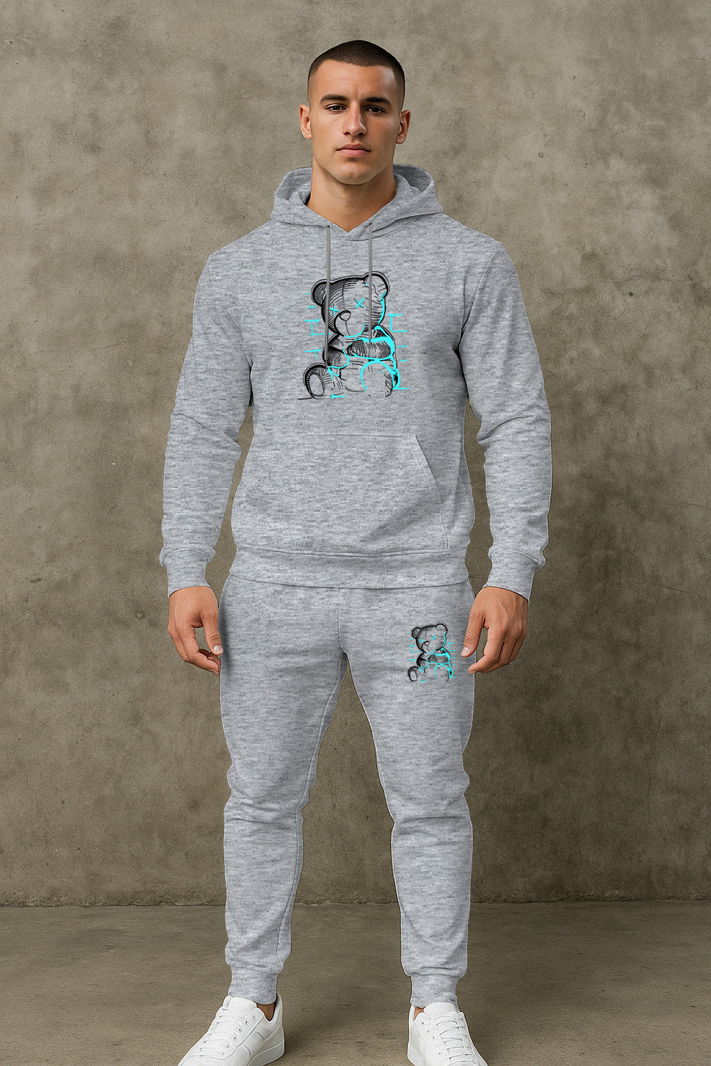 Herren bequemer Hoodie und Jogginghose Set mit einzigartigem Grafikdruck Aliams