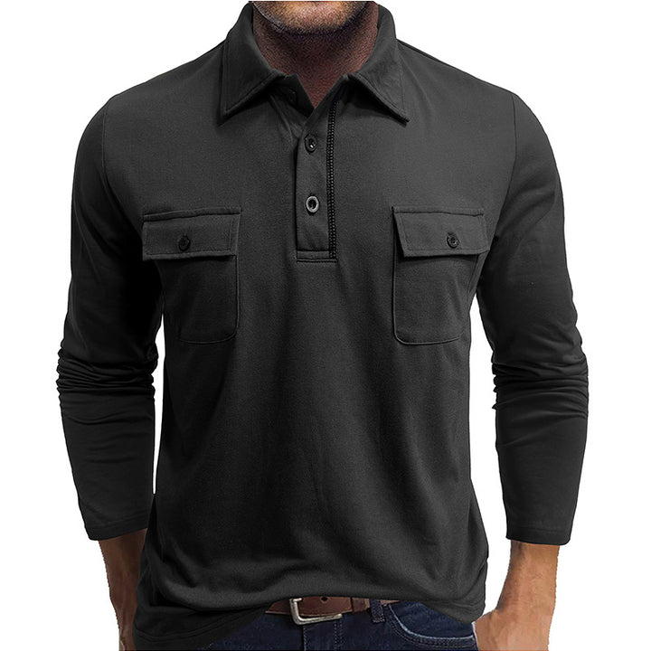 Herren Poloshirt mit modischen Taschen Aliams