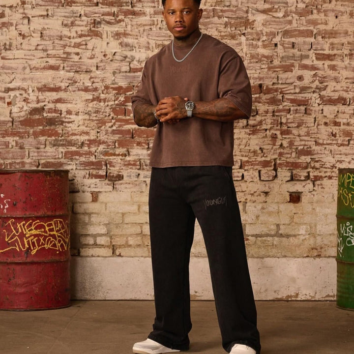 Herren bequeme Freizeithose mit seitlichen Eingrifftaschen und elastischem Bund Aliams