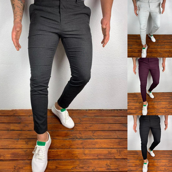 Herren Slim-Fit Anzughose im modernen Design mit elastischem Bund und seitlichen Taschen Aliams