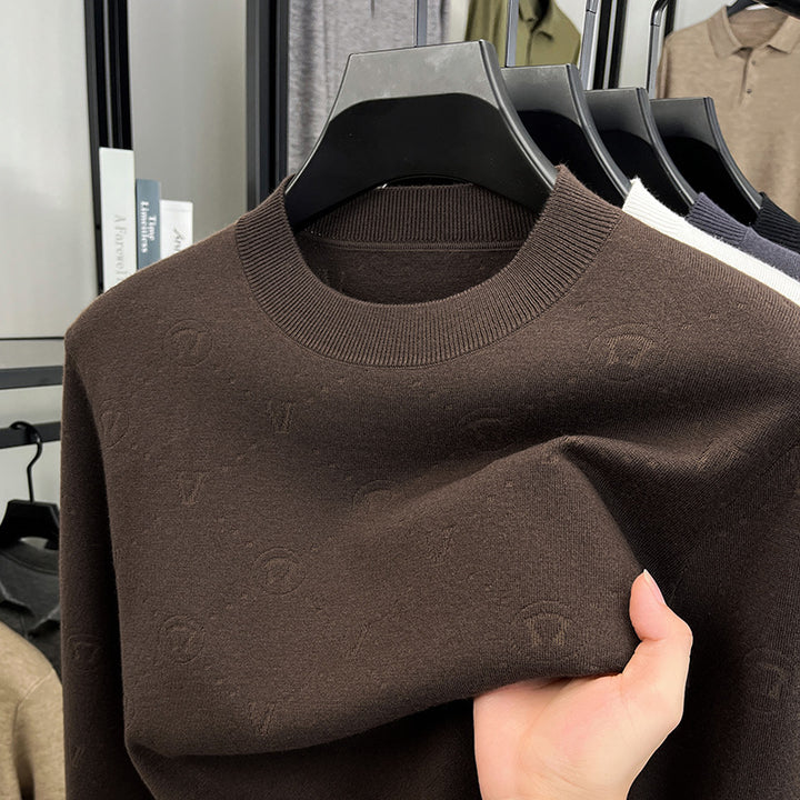 Herren eleganter Rundhalspullover mit strukturiertem Design Aliams