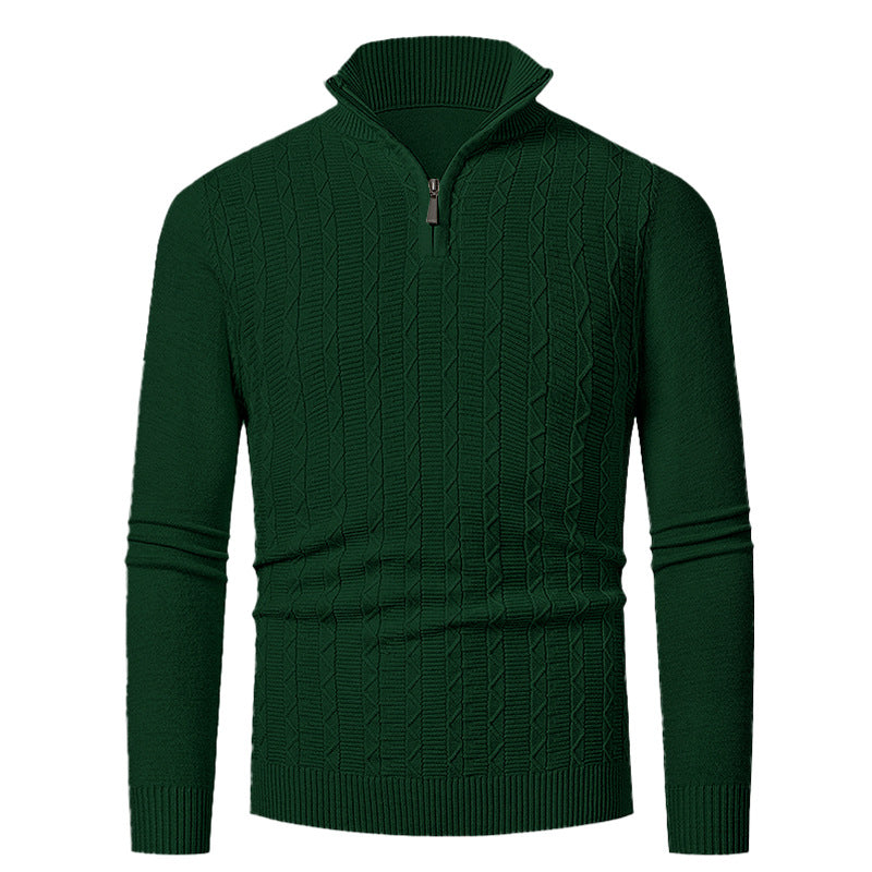 Herren Strickpullover mit hohem Kragen und feinem Zopfdesign Aliams