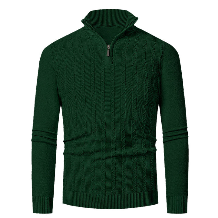 Herren Strickpullover mit hohem Kragen und feinem Zopfdesign Aliams
