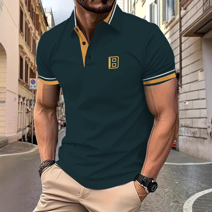 Herren Kurzarm Poloshirt mit modischen Kontrastdetails Aliams