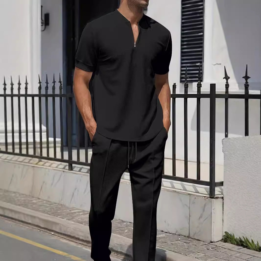 Herren sportliches Zweiteiler-Outfit mit modernem Reißverschluss und atmungsaktiven Materialien Aliams