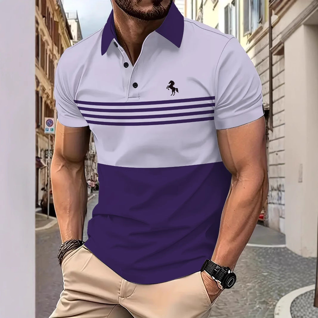 Herren Kurzarm Poloshirt mit stylischem Streifenmuster Aliams