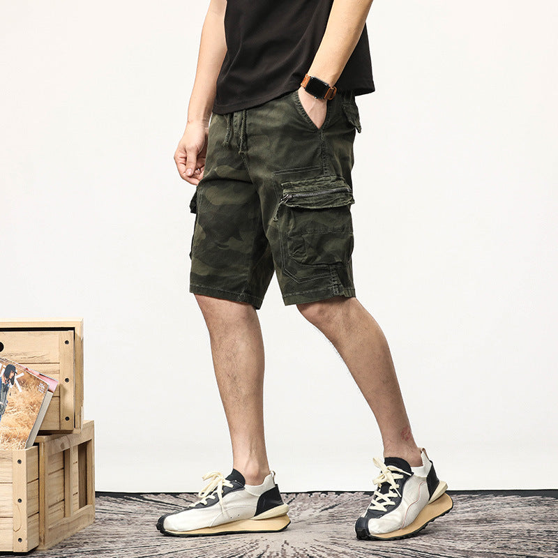 Herren Cargoshorts im lässigen Camouflage-Stil mit verschiedenen Taschen und verstellbarem Bund Aliams