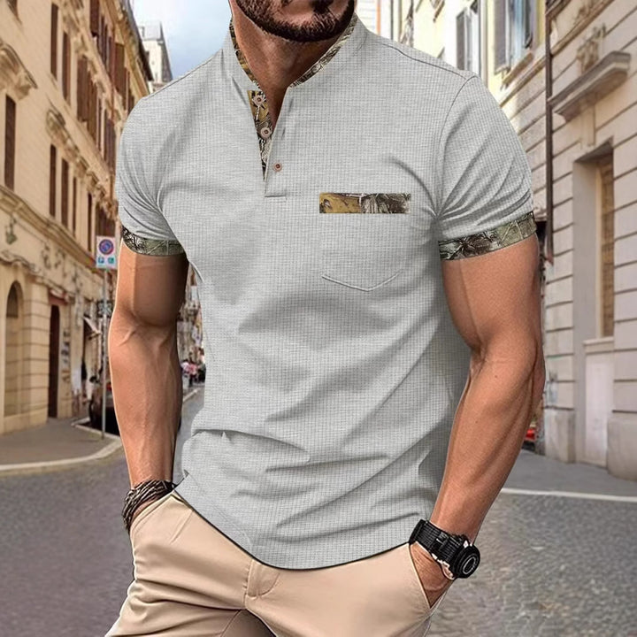 Herren Kurzarm-Hemd mit modischen Akzenten Aliams
