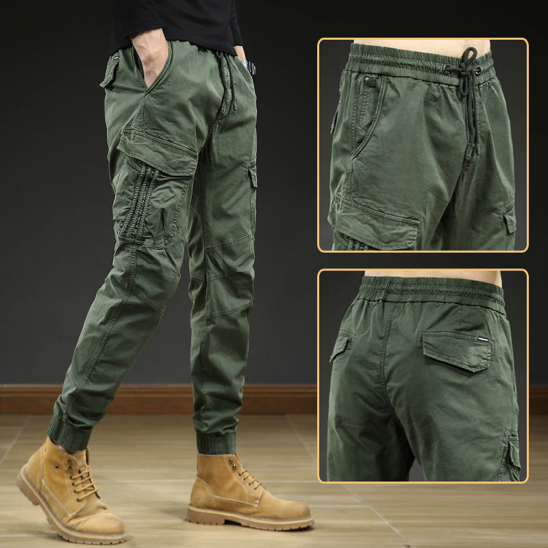 Herren bequeme Cargo-Hose mit elastischem Bund und mehreren Taschen Aliams