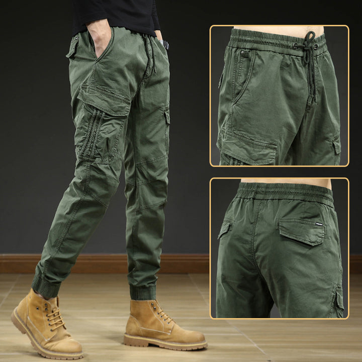 Herren bequeme Cargo-Hose mit elastischem Bund und mehreren Taschen Aliams