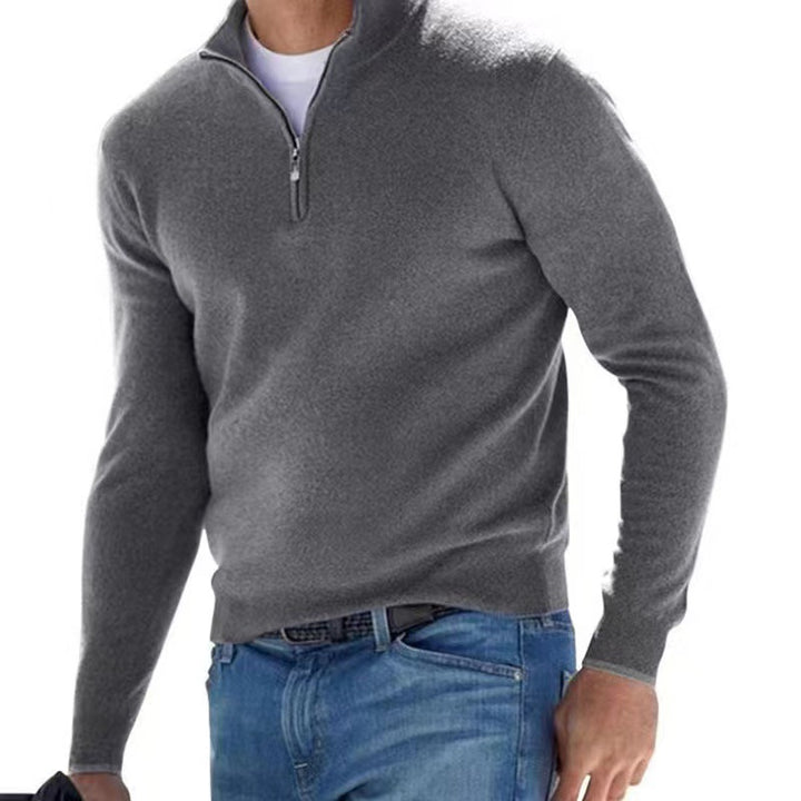 Herren Strickpullover mit modernem Stehkragen und praktischem Zipper Aliams