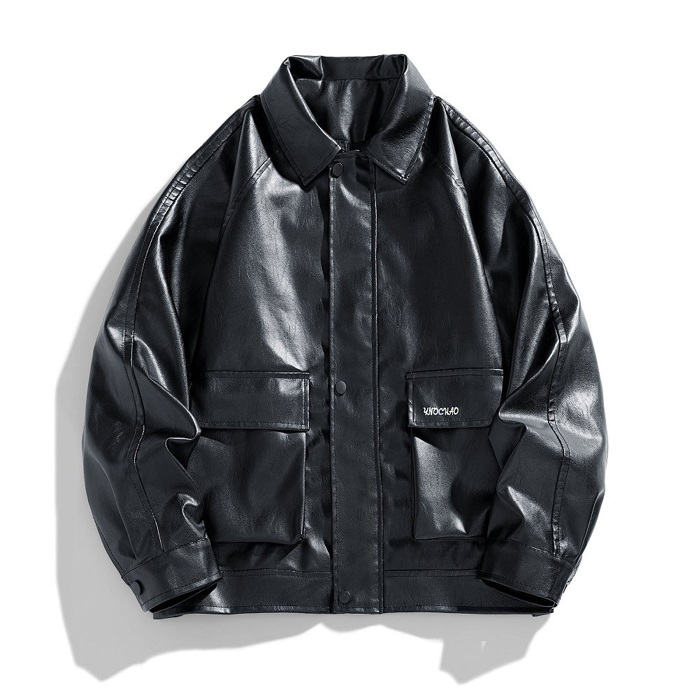 Herren Kunstlederjacke im modernen Schnitt mit praktischen Pattentaschen Aliams