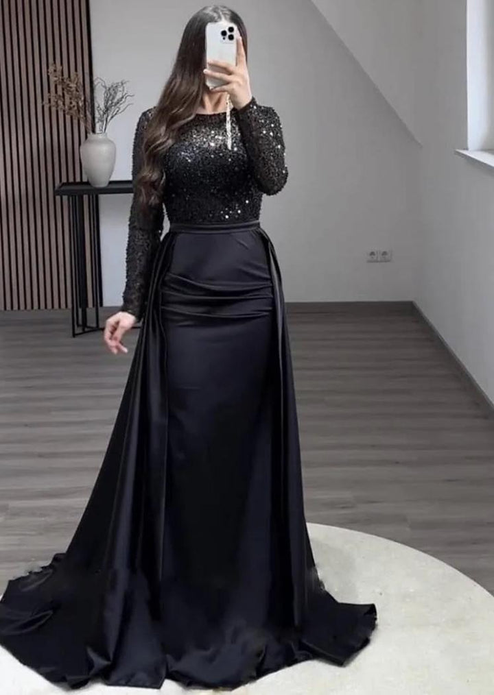 Damen Glamouröses Abendkleid mit Funkelnden Perlen und Fließendem Rock Aliams