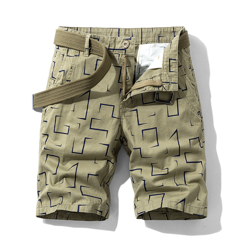 Herren Cargoshorts mit modischem geometrischem Muster und elastischem Bund Aliams