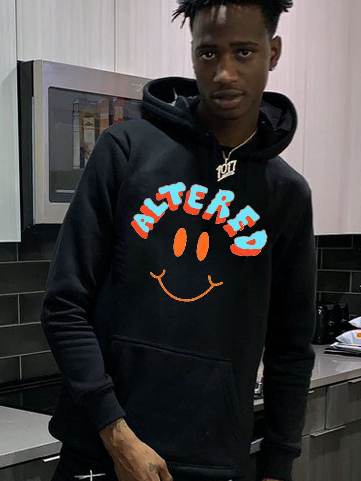 Herren Kapuzenpullover mit auffälligem Smiley-Print und bequemer Passform Aliams