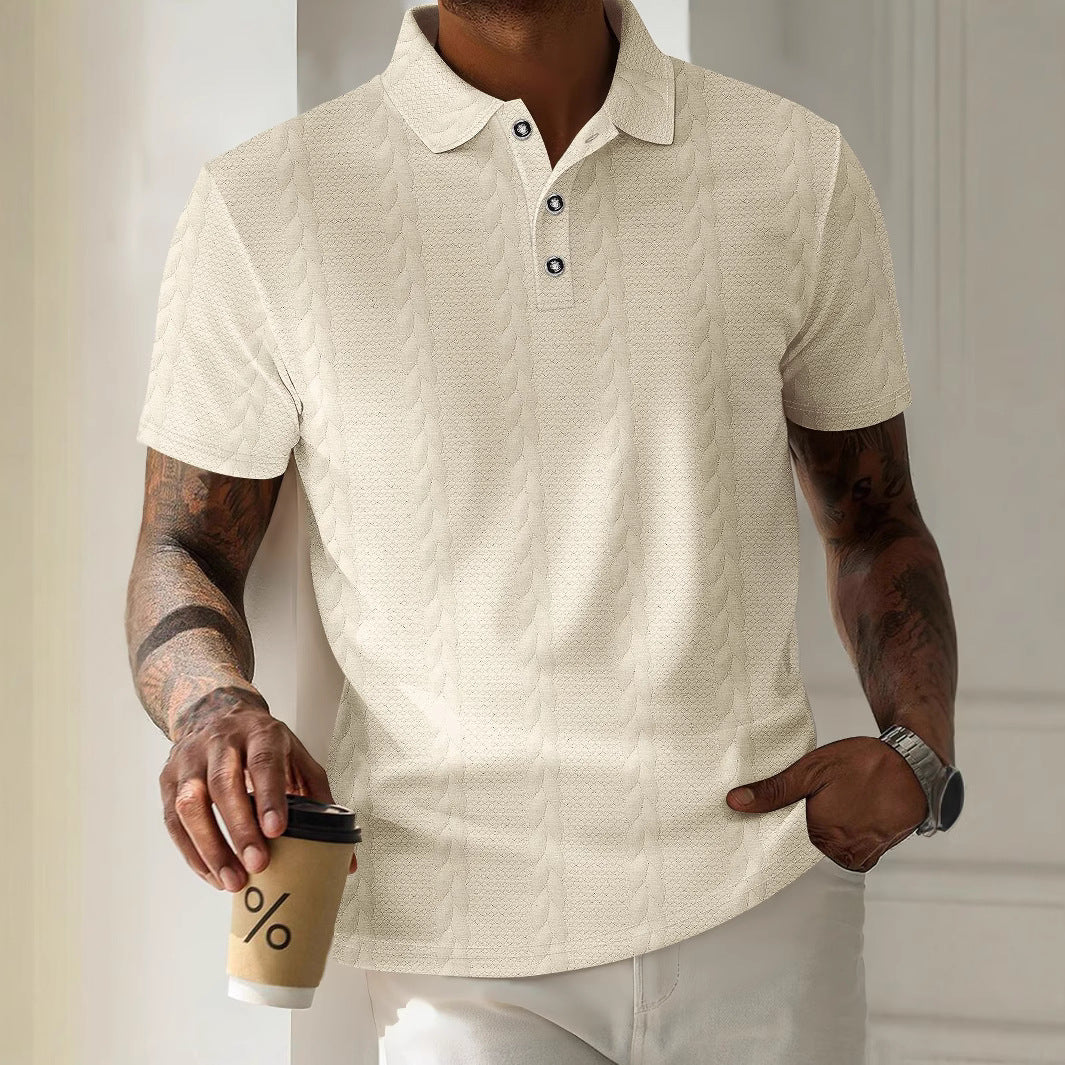 Herren Polohemd mit strukturiertem Design und eleganter Knopfleiste Aliams