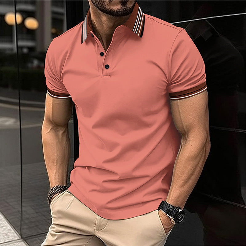 Herren Kurzarm Poloshirt mit modernem Kragen und eleganten Kontrastdetails Aliams