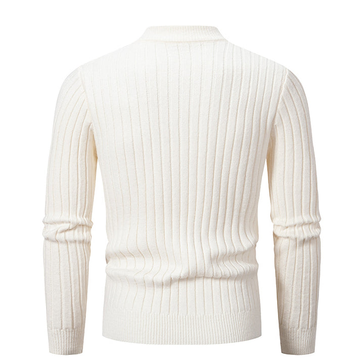 Herren eleganter Strickpullover mit modernem Zopfdesign und hohem Kragen Aliams