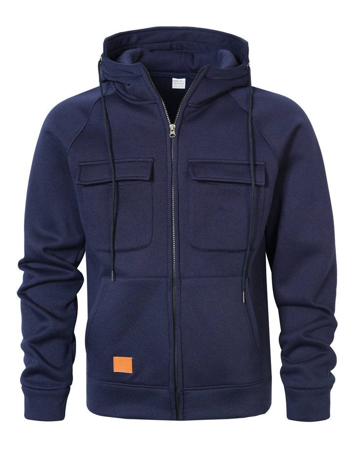 Herren lässige Kapuzenjacke mit zwei praktischen Brusttaschen Aliams