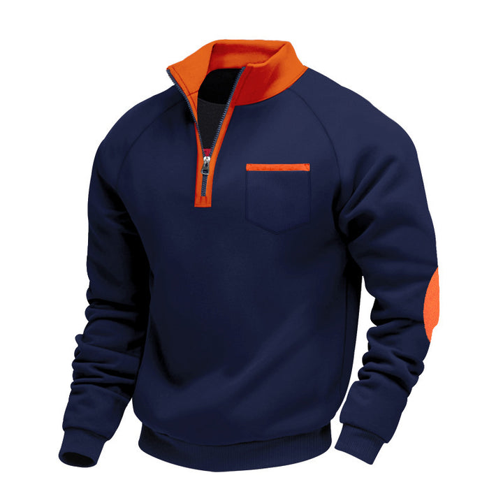 Herren sportlicher Pullover mit halbem Reißverschluss und modernen Kontrastdetails Aliams