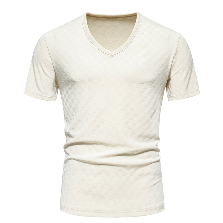 Herren V-Ausschnitt T-Shirt mit strukturiertem Muster Aliams