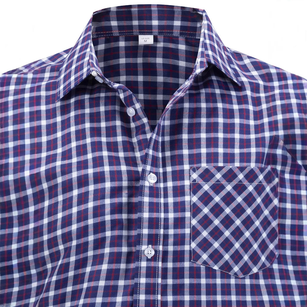 Herren kariertes Langarmhemd mit stilvollem Brusttaschen-Design Aliams