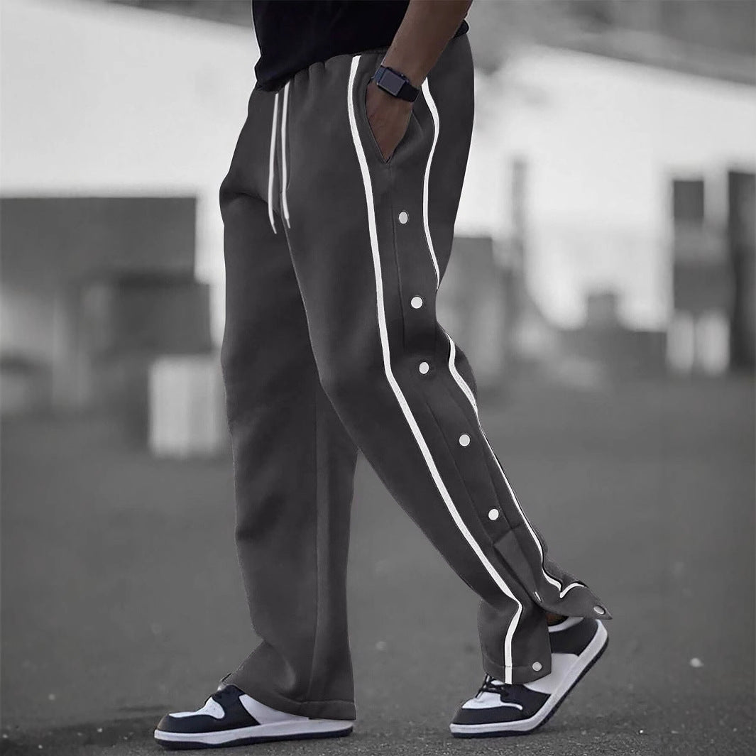 Herren Sportliche Freizeithose mit seitlichen Druckknöpfen Aliams