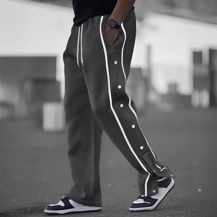 Herren Sportliche Freizeithose mit seitlichen Druckknöpfen Aliams